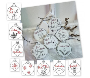 ADVENTSKALENDER 6. Dezember - 16 Anhänger Weihnachtskugeln Doodle